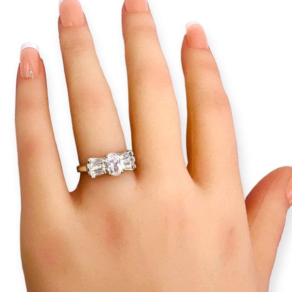 Simulated Diamond CZ Baguette Ring Size 6 | 925 Silver - Image 13