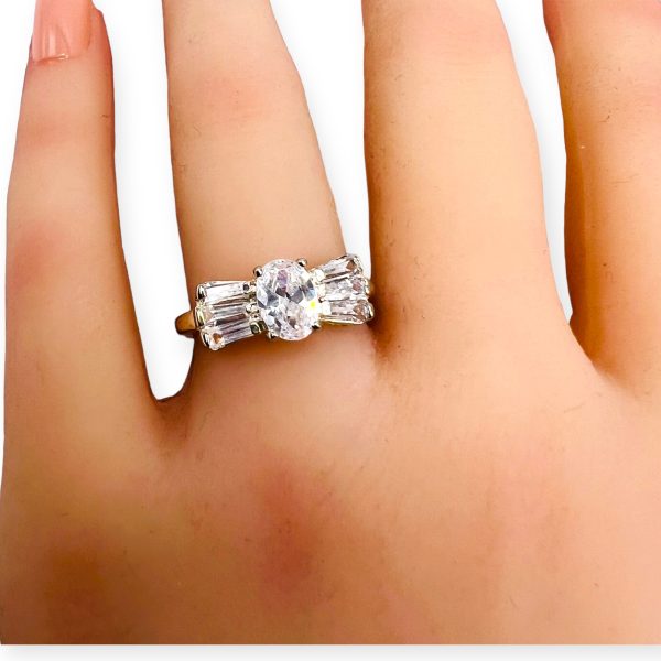 Simulated Diamond CZ Baguette Ring Size 6 | 925 Silver - Image 14