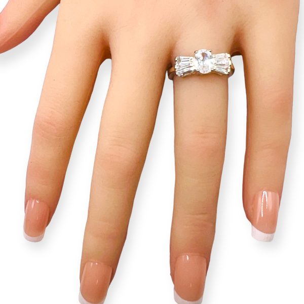 Simulated Diamond CZ Baguette Ring Size 6 | 925 Silver - Image 15