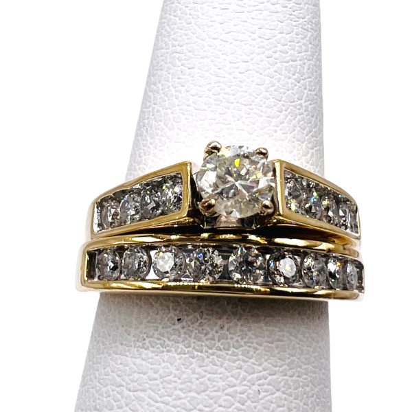 14k Diamond Wedding Engagement Band Set size 6 | Pre-owned - Image 4