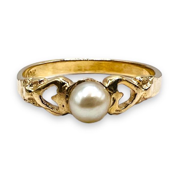 10k Real Yellow Gold Cultured Pearl Ring, Size 5 - Image 7