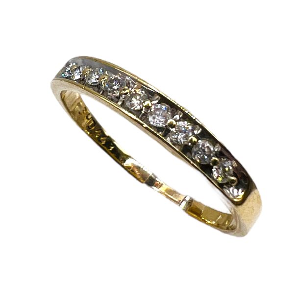 Unisex 10k Yellow Gold Diamond Band Ring, size 10.25