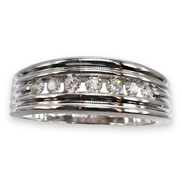 Men's Single Row Diamond Ring, Size10.5 | 14k White Gold - Image 7