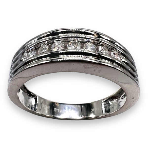 Men's Single Row Diamond Ring, Size10.5 | 14k White Gold - Image 8