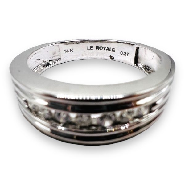 Men's Single Row Diamond Ring, Size10.5 | 14k White Gold - Image 9