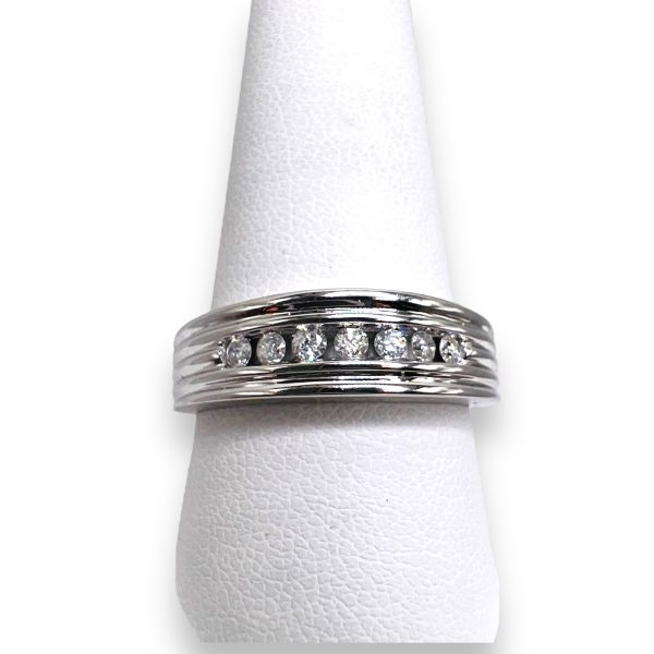 Men's Single Row Diamond Ring, Size10.5 | 14k White Gold - Image 11