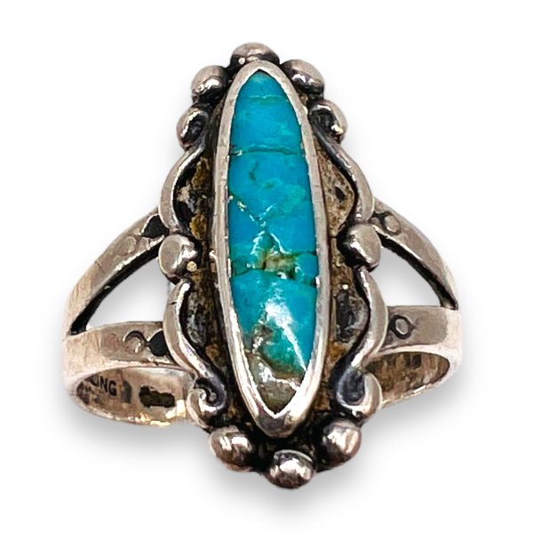 Fractured Blue Turquoise Matrix Horizontal Ring, Size 7 - Image 5