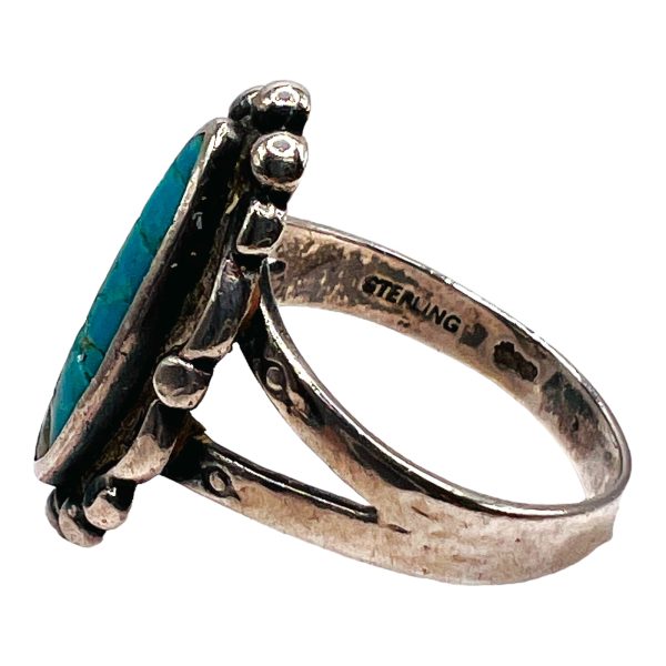 Fractured Blue Turquoise Matrix Horizontal Ring, Size 7 - Image 8