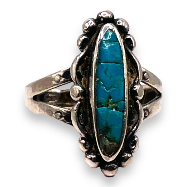 Fractured Blue Turquoise Matrix Horizontal Ring, Size 7 - Image 9