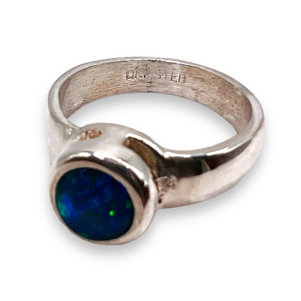 Round Blue Opal Ring Size 5 | 925 Sterling Silver - Image 5