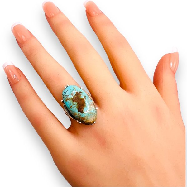 Untreated Persian Matrix Turquoise Ring, Size 5.5 - Image 6