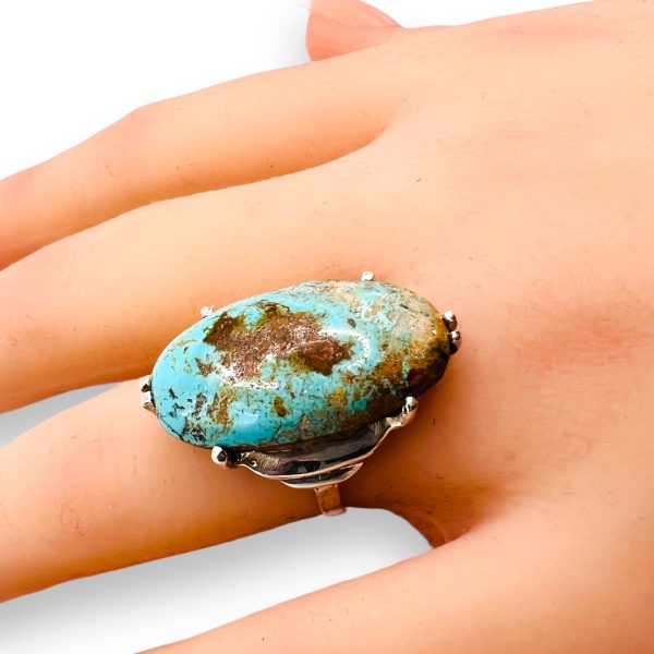 Untreated Persian Matrix Turquoise Ring, Size 5.5 - Image 7