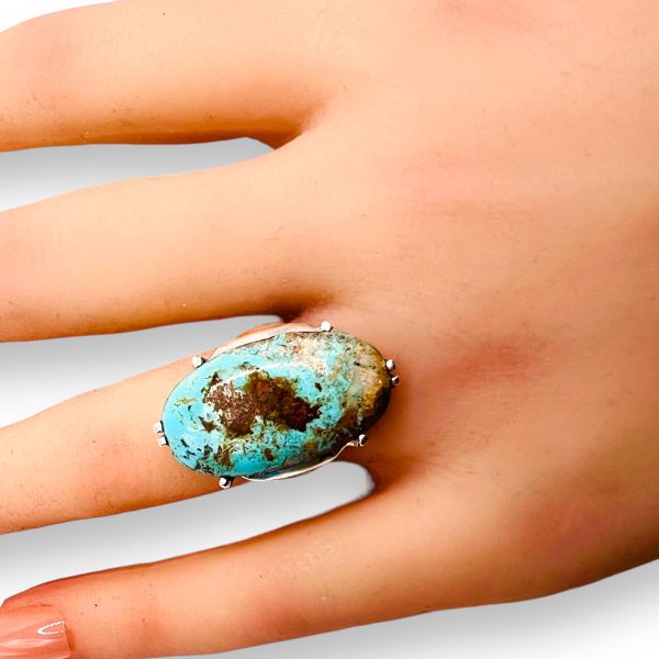 Untreated Persian Matrix Turquoise Ring, Size 5.5 - Image 8