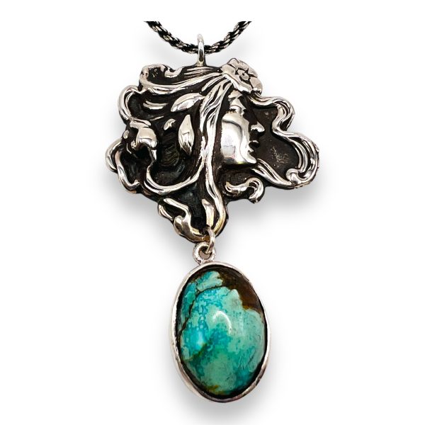 Matrix Turquoise Necklace Two Dangle Pendants 925 Silver - Image 6