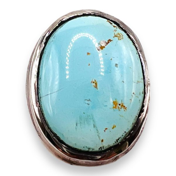 Brown Matrix Oval Persian Turquoise Ring, Size 7.5