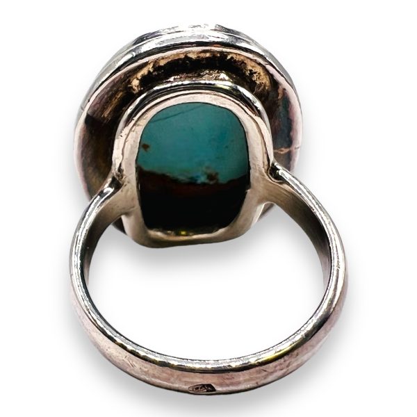 Brown Matrix Oval Persian Turquoise Ring, Size 7.5 - Image 6