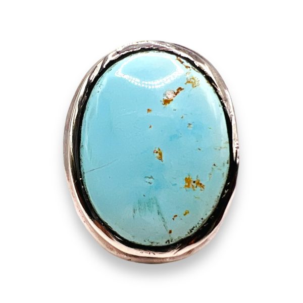 Brown Matrix Oval Persian Turquoise Ring, Size 7.5 - Image 7