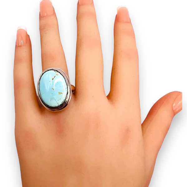 Brown Matrix Oval Persian Turquoise Ring, Size 7.5 - Image 10