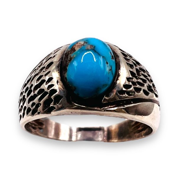 Men's Persian Turquoise Ring 925 Sterling Silver Size 9.5