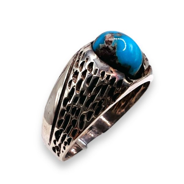 Men's Persian Turquoise Ring 925 Sterling Silver Size 9.5 - Image 3