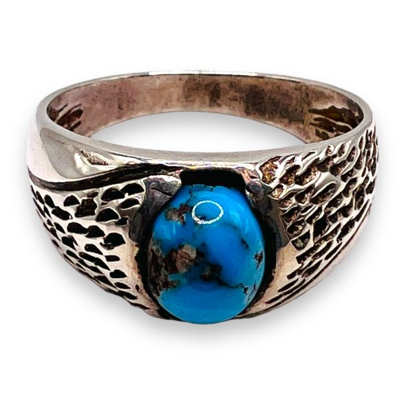 Men's Persian Turquoise Ring 925 Sterling Silver Size 9.5 - Image 11