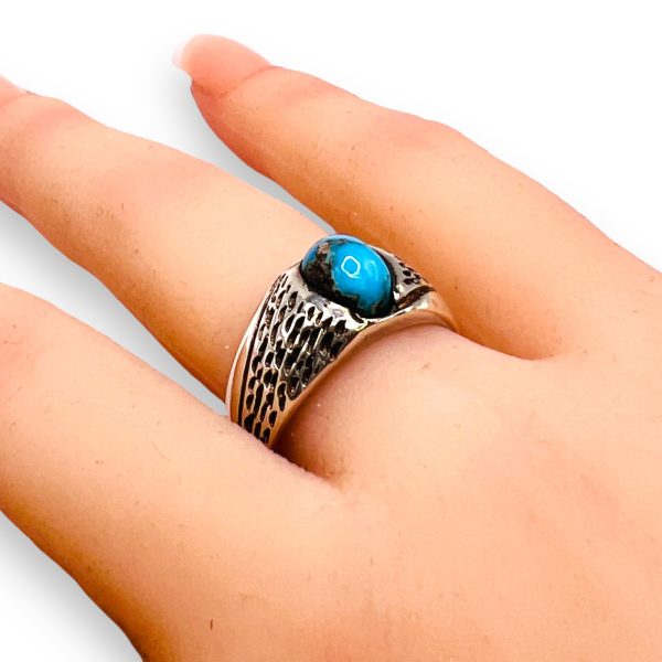 Men's Persian Turquoise Ring 925 Sterling Silver Size 9.5 - Image 12