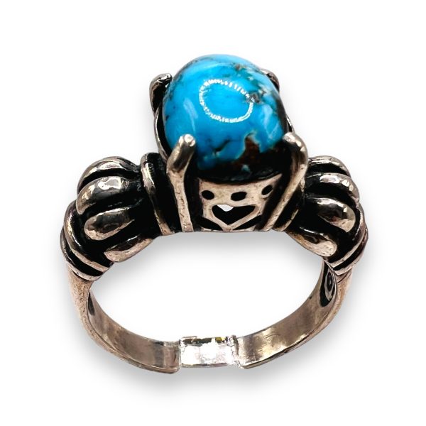 Blue Persian Turquoise Matrix Ring Sterling Silver, Size 7 - Image 2