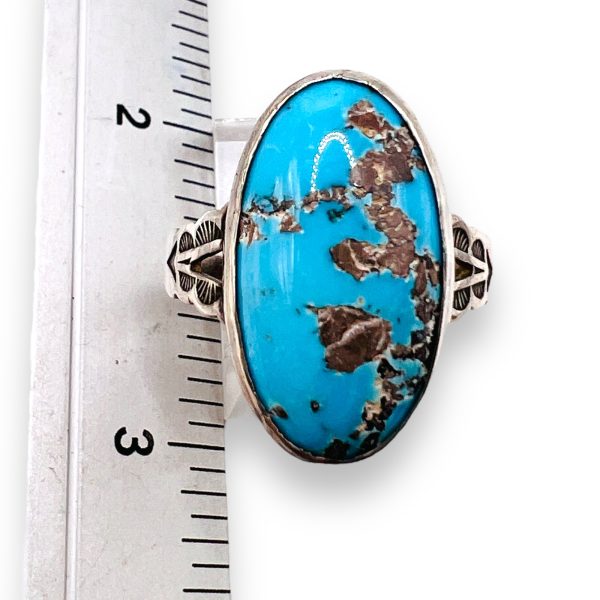 Brown Matrix Turquoise Ring Sterling Silver, Size 7.75 - Image 8