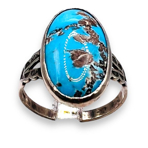 Brown Matrix Turquoise Ring Sterling Silver, Size 7.75 - Image 4