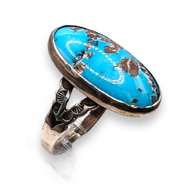 Brown Matrix Turquoise Ring Sterling Silver, Size 7.75 - Image 2