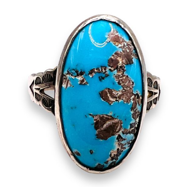 Brown Matrix Turquoise Ring Sterling Silver, Size 7.75 - Image 10