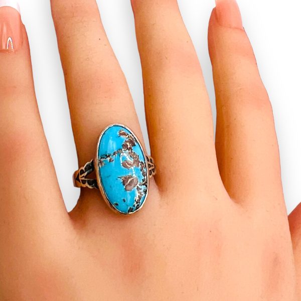 Brown Matrix Turquoise Ring Sterling Silver, Size 7.75 - Image 7