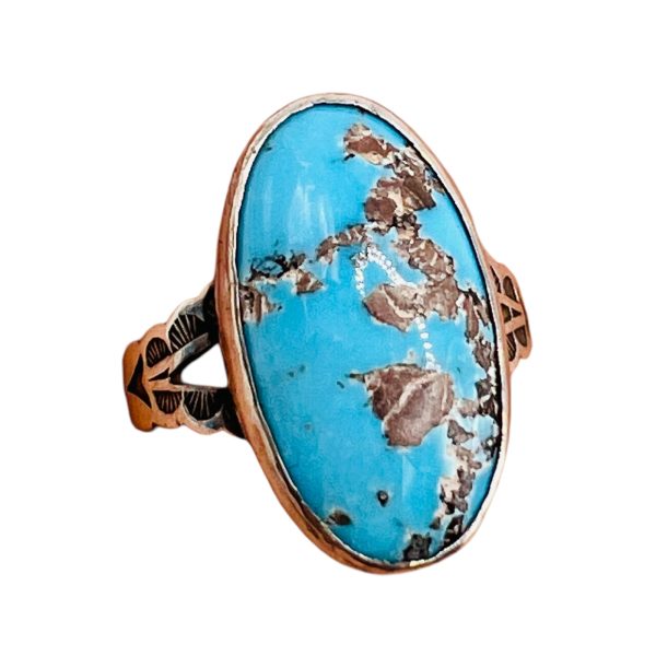 Brown Matrix Turquoise Ring Sterling Silver, Size 7.75 - Image 9