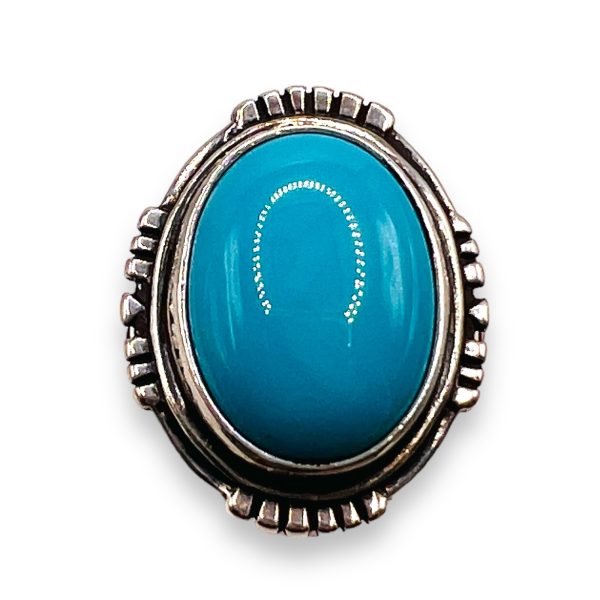 Genuine Blue Turquoise Sterling Silver Ring, Size 5