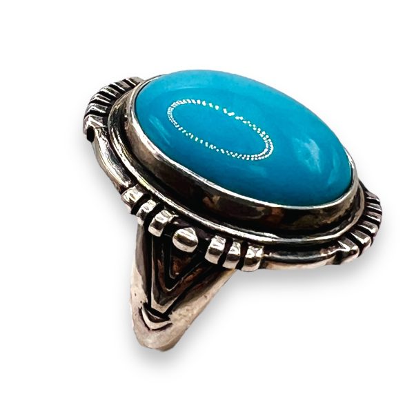 Genuine Blue Turquoise Sterling Silver Ring, Size 5 - Image 3