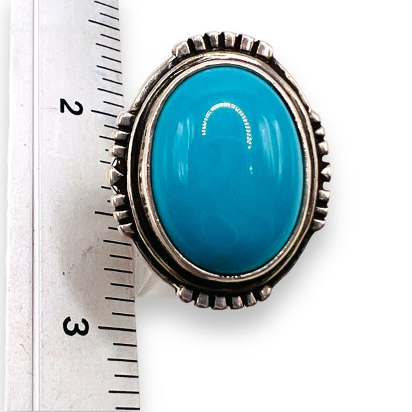 Genuine Blue Turquoise Sterling Silver Ring, Size 5 - Image 4