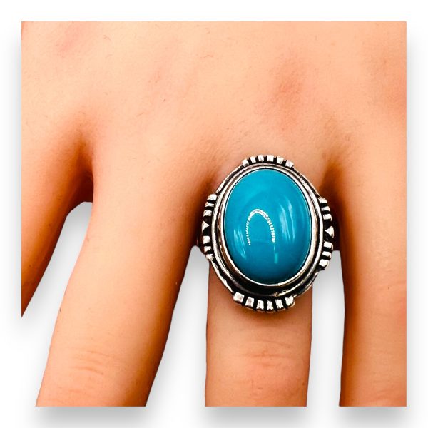 Genuine Blue Turquoise Sterling Silver Ring, Size 5 - Image 12