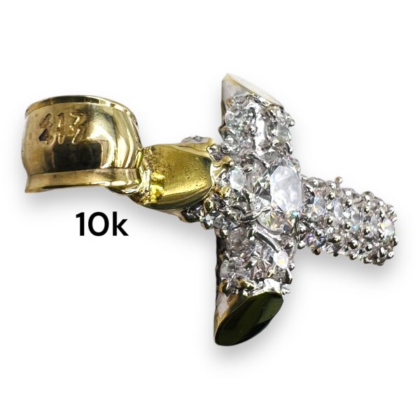 10k Yellow Gold Chunky Cross & Brilliant Cubic Zirconia - Image 10