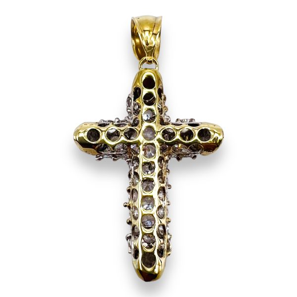 10k Yellow Gold Chunky Cross & Brilliant Cubic Zirconia - Image 6