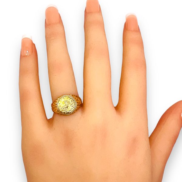 Mayan Calendar Gold Coin Ring 10k Gold Nugget, Size 6.75 - Image 10