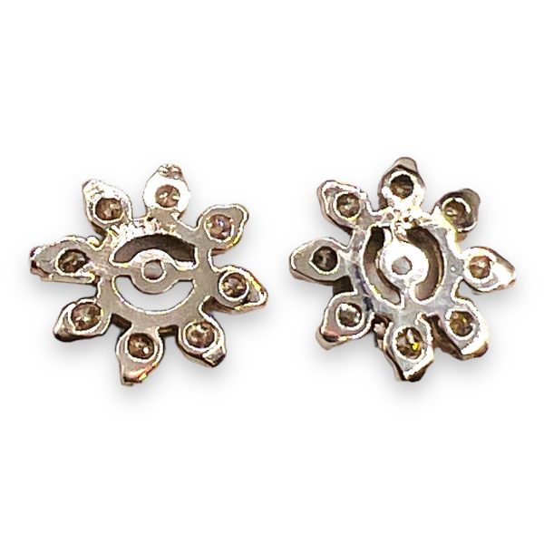 14k White Gold Diamond Flower Bud Earrings Jackets - Image 5