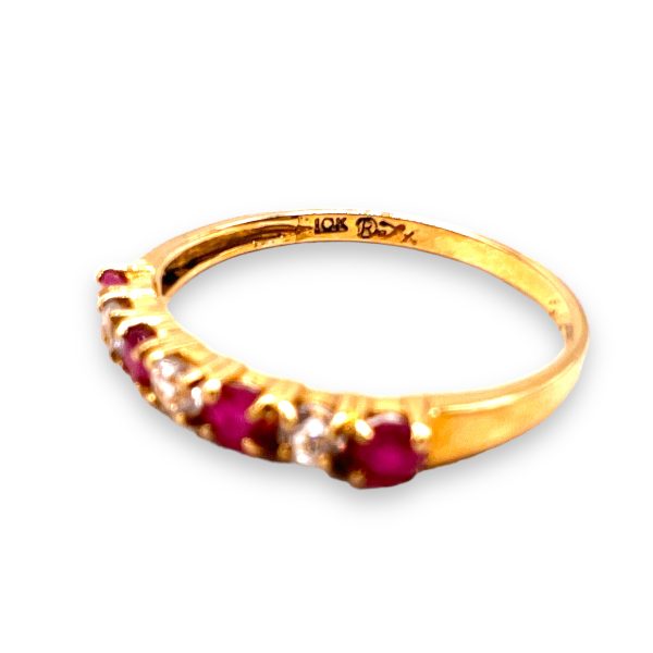 Genuine White Topaz Red Ruby Ring 10k Gold, Size 6.75 - Image 5