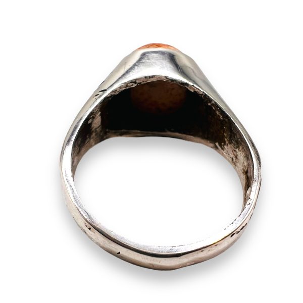 Oxidized Sterling Silver Mexican Fire Opal Ring, sz 9.75 - Image 6