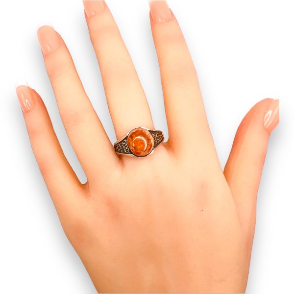 Oxidized Sterling Silver Mexican Fire Opal Ring, sz 9.75 - Image 12