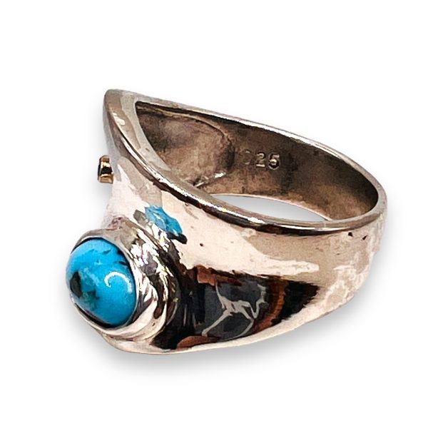 Blue Turquoise Ruby Gemstone Ring Sterling Silver, Size 7.75 - Image 9