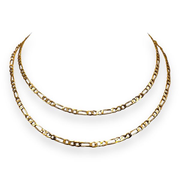 14k Solid Yellow Gold Figaro Link Chain Necklace | Unisex