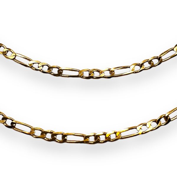 14k Solid Yellow Gold Figaro Link Chain Necklace | Unisex - Image 3