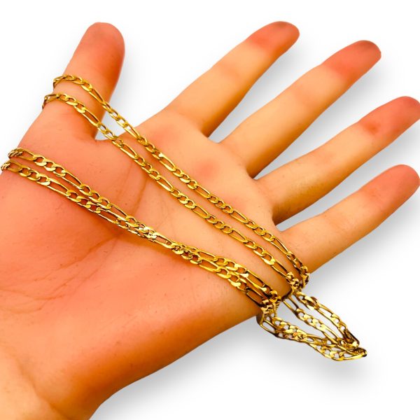 14k Solid Yellow Gold Figaro Link Chain Necklace | Unisex - Image 5