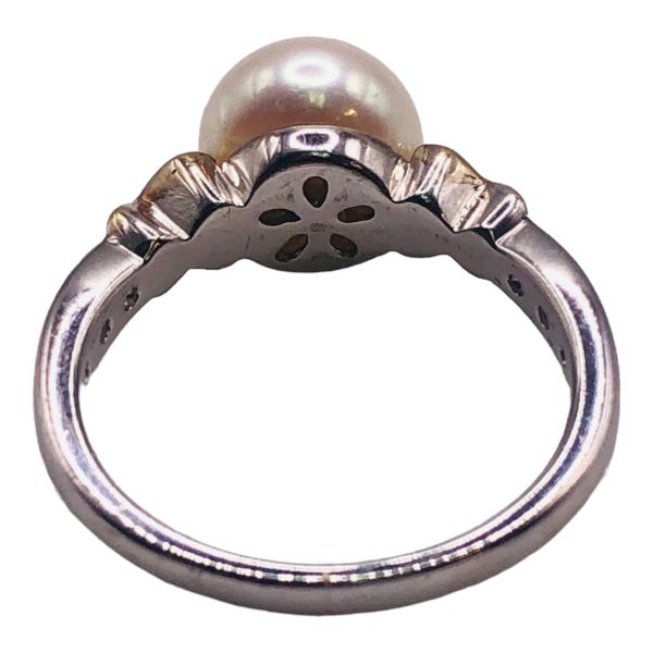 Freshwater Pearl Diamond Ring Silver & Gold, Size 7.75 - Image 10