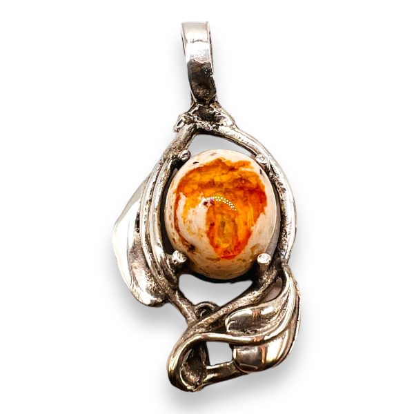 925 Sterling Silver Mexican Fire Opal Pendant - Image 2